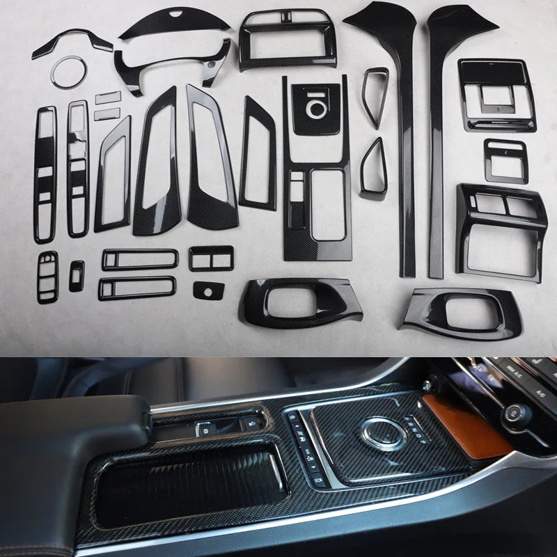Carbon Fiber Overlays Interior Trim LHD For Jaguar XEL 2018 2019 Steering Wheel , Navigation Panel, Gear Shift , Rear Air Vent