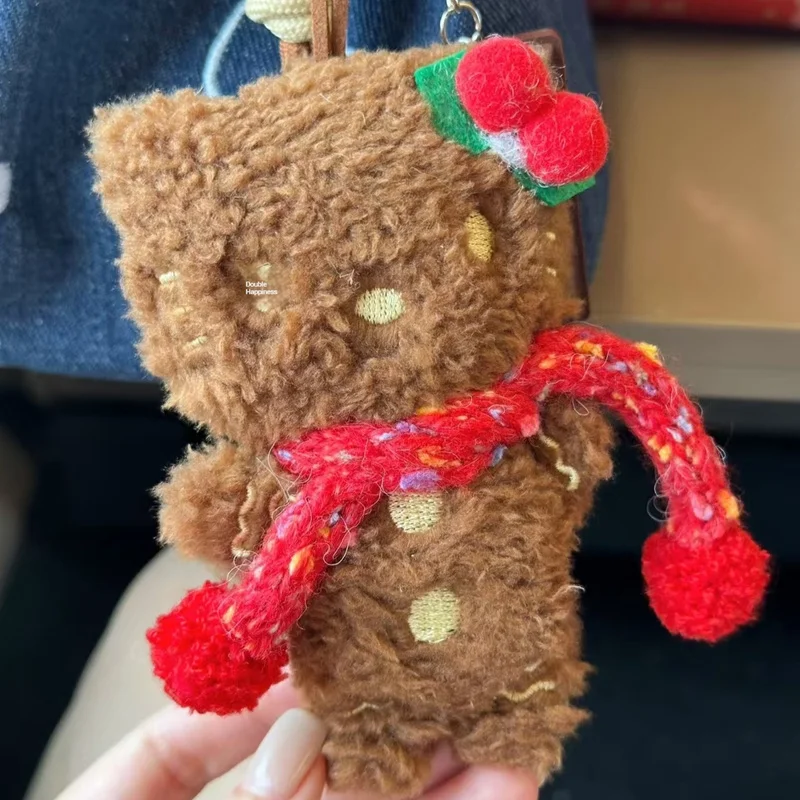 Mignon dessin animé pain d'épice homme Kt chat en peluche porte-clés sac à dos dessin animé en peluche pendentif décoratif jouet fille cadeau d'anniversaire