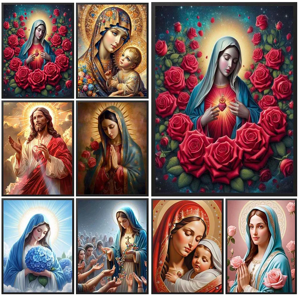 

Jesus religion The Virgin Mary Madonna and Baby Wall Pictures For Church Room Decor Poster Wall Art Canvas Painting Unframed