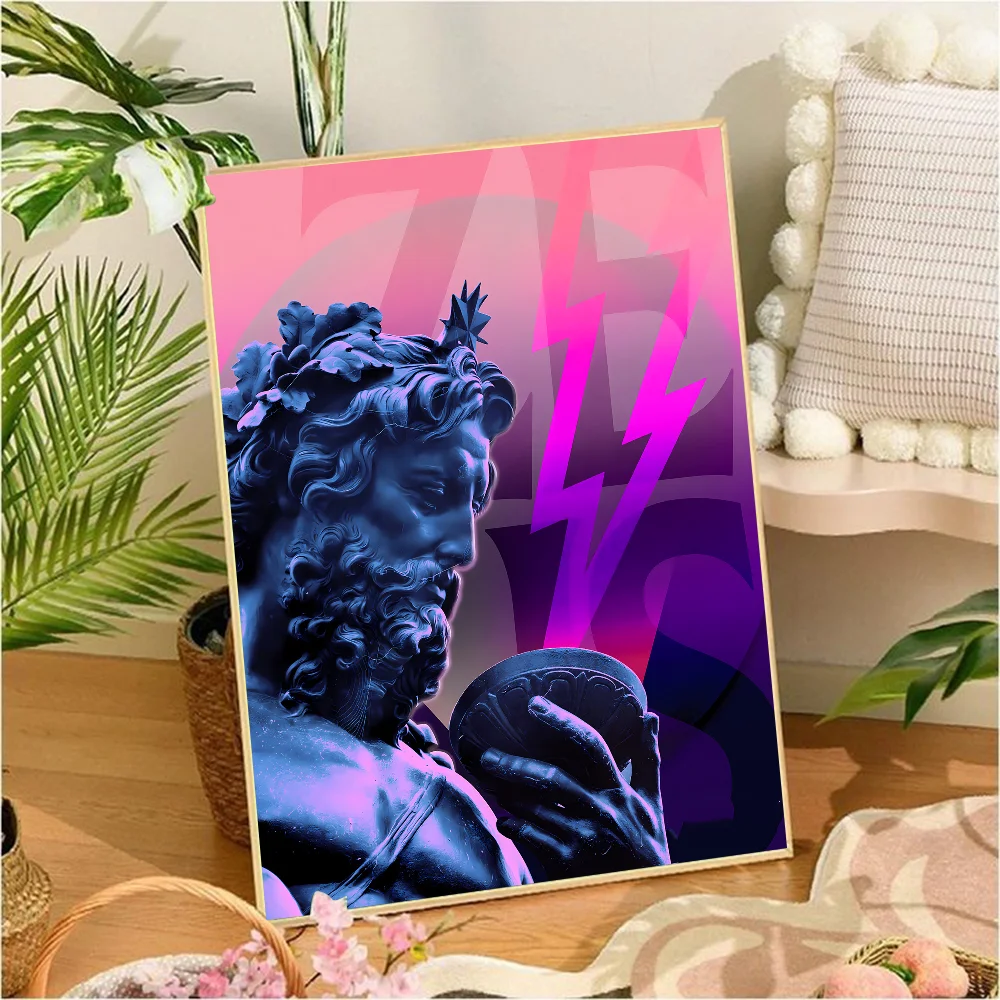 Zeus النحت أنيمي الملصقات لزجة ورق أبيض ملصق DIY غرفة بار مقهى Kawaii غرفة ديكور