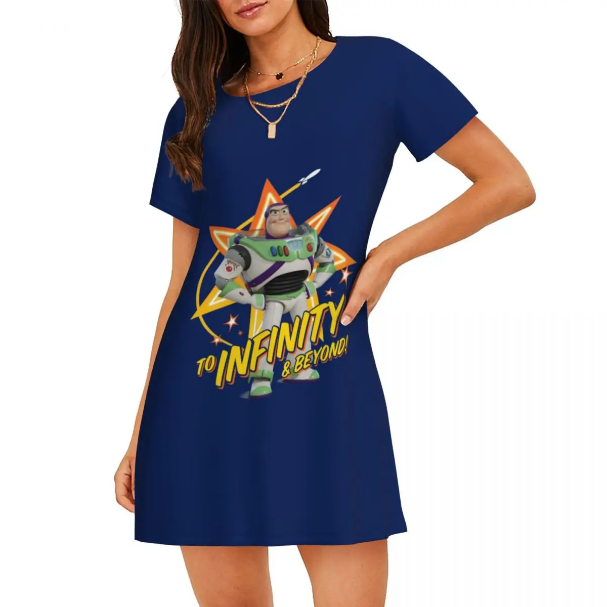

Custom Toy Stroy Womens Short Sleeve Sleepshirt Animated Comedy Film Nightgown For Shopping Nightgown Sleepwear Short Sleeves