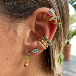 TIANDE Gold Color Ear Cuffs Earrings for Women Color  Zircon Fake Piercing Clip Earrings 2022 Fashion Jewelry Wholesale