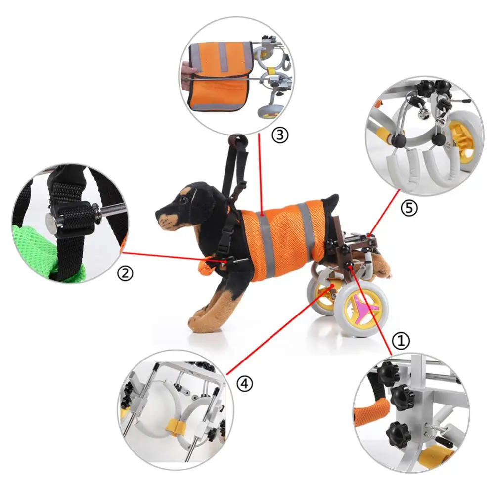 Adjustable Dog Wheelchair Pet Rehabilitation Walking Aid Vehicle Pet Wheelchair Walk Cart Scooter Weak Paralyzed Dog Training