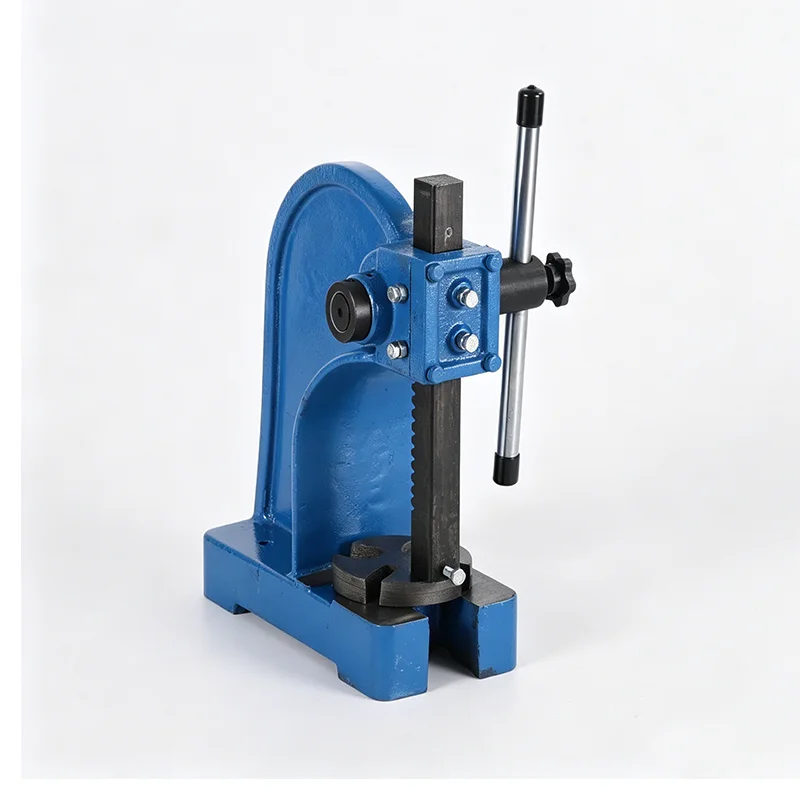 1T Manual Desktop Hand Punch Press Mountable Bearings Cast Iron for Riveting, Squeezing, Punching, Bending, Pressing