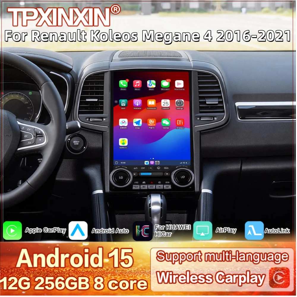 Android 15 Carplay For Renault Koleos Megane 4 2016~2021 Multimedia GPS Navigation Video Stereo Receiver Head Unit