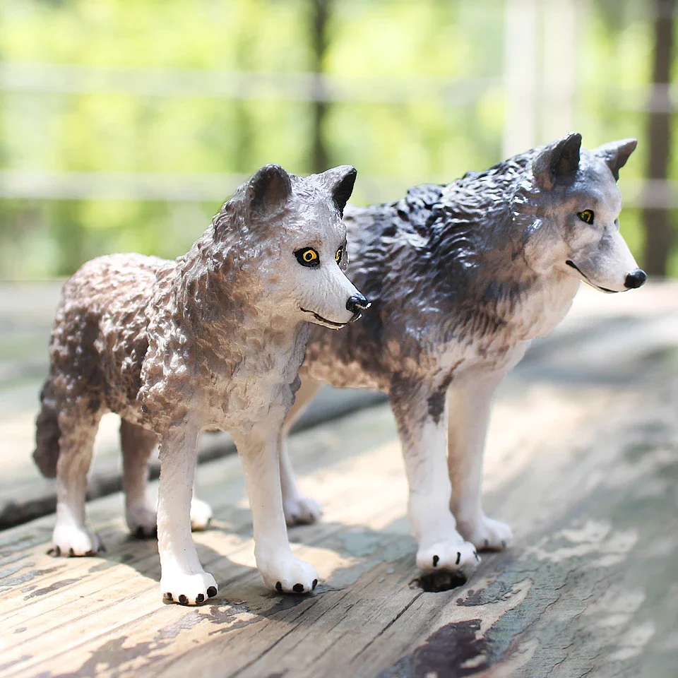 Simulation Solid Plastic Animal World Model Cheetah Bobcat Big Bad Wolf Lynx Children's Cognitive Toy Gift Figure Model