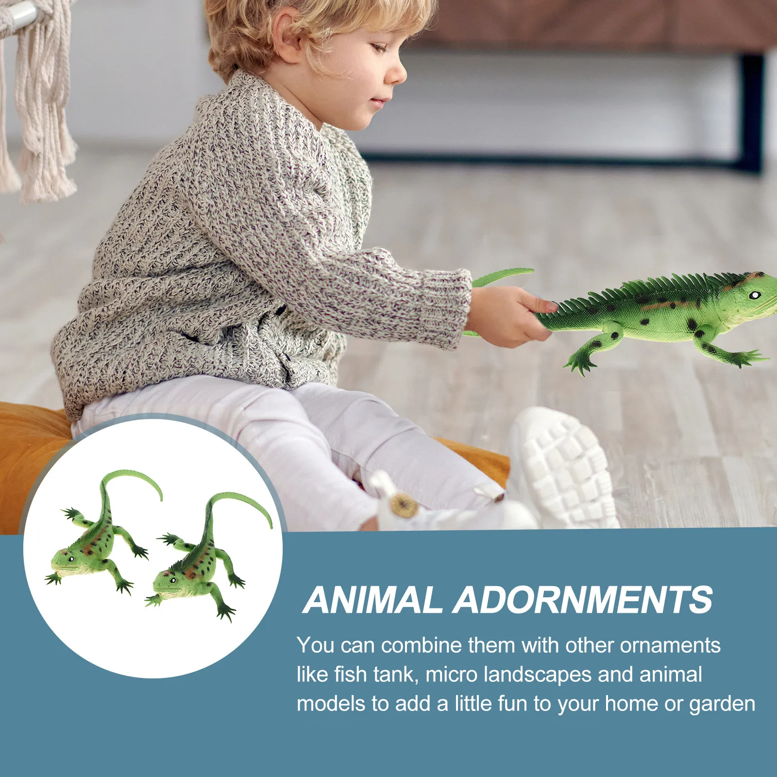 

2 шт. реалистичные декоративные фигурки ящериц из пластика для детских игр и микроландшафтов в аквариуме