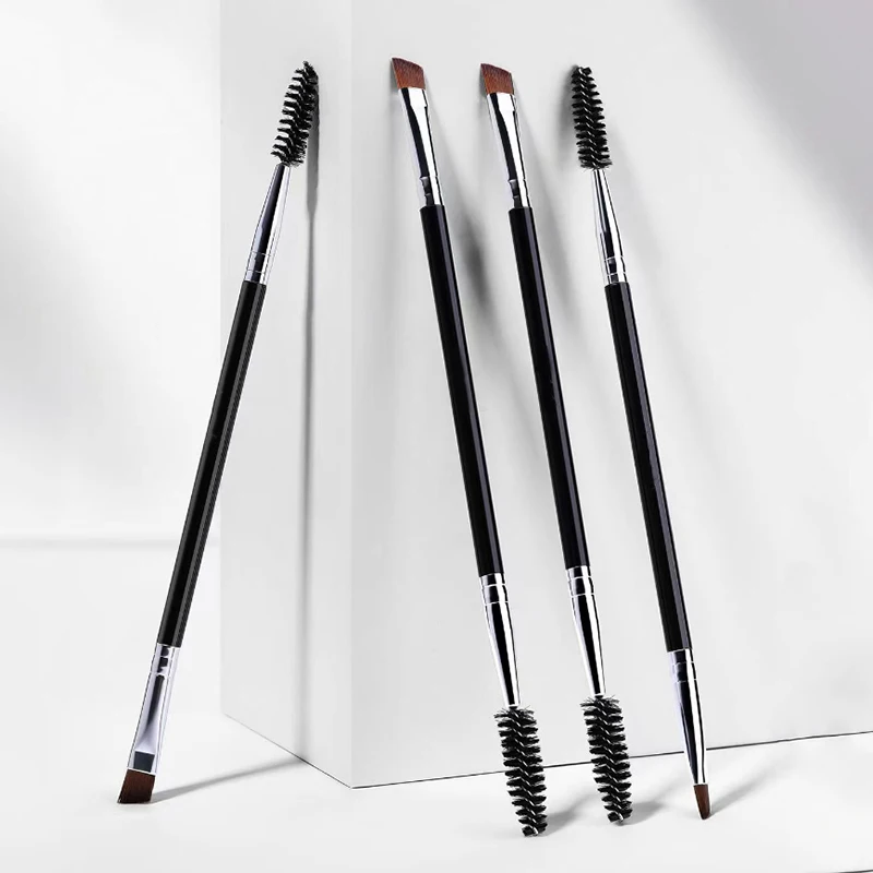 Doppelseitige Augenbraue Eyeliner Pinsel Für Frauen Make-Up Werkzeuge Wimpern Pinsel Lash Curl Spirale Pinsel Abgewinkelt Stirn Puder Pinsel