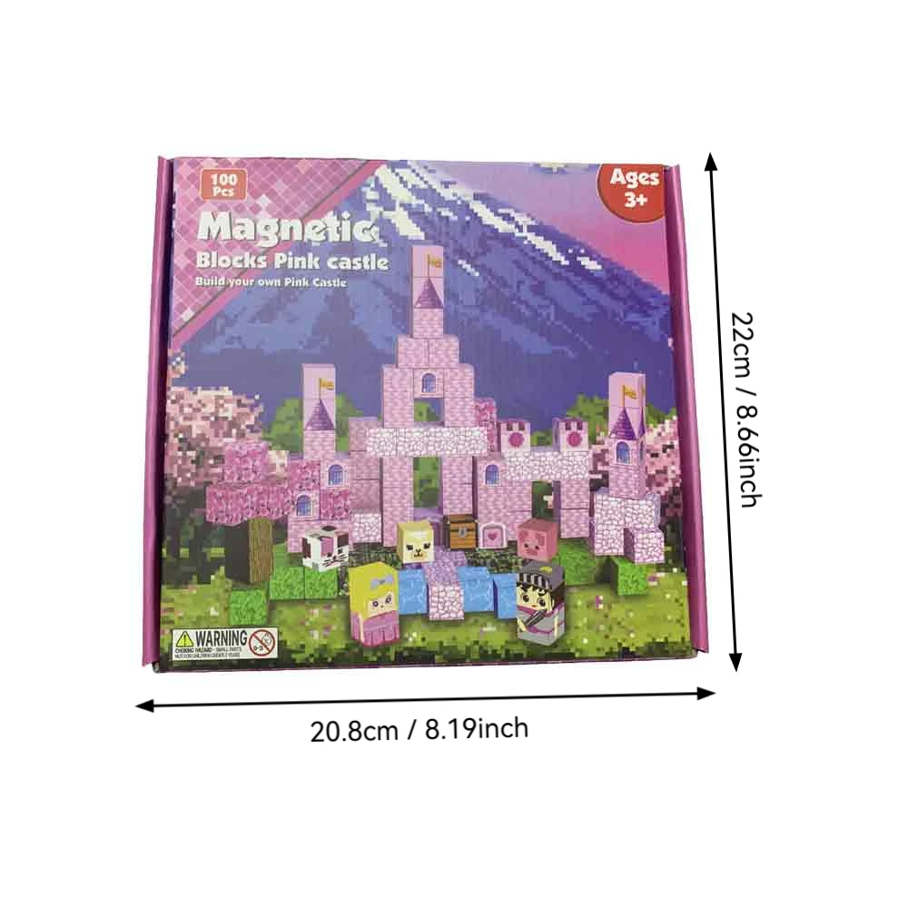 Magnetische blokken-100PCS magnetische bouwstenen, prinses kasteel bouwset, STEM-leerspeelgoed voor kinderen kerstcadeaus