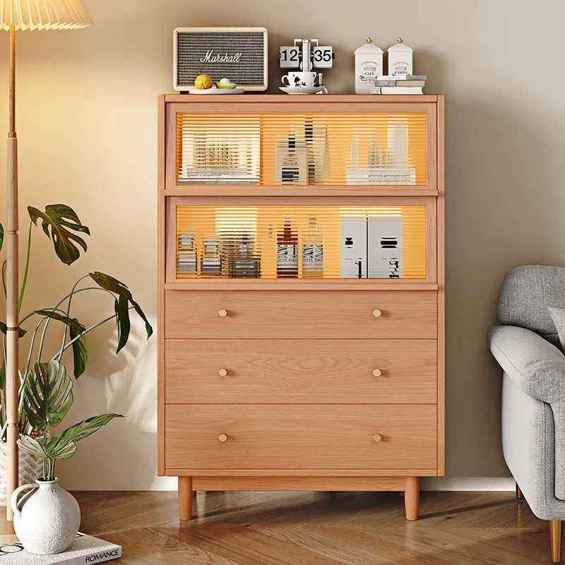

chest of drawers solid wood bedroom locker simple modern wall bedside cabinet drawer cabinet living room locker sub-stand