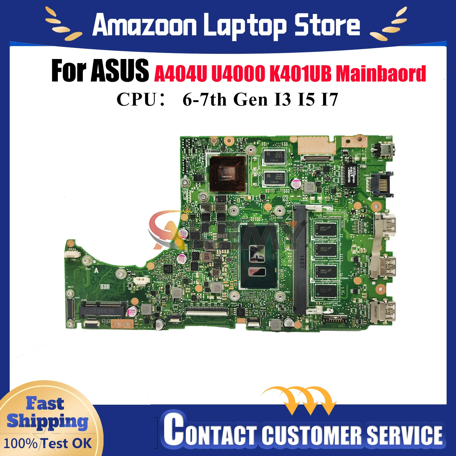 

K401UB Материнская плата для ноутбука ASUS VivoBook K401UB K401U K401UQ U4000 A404U K401UQK Материнская плата с процессором I3 I5 I7 в порядке быстрая доставка