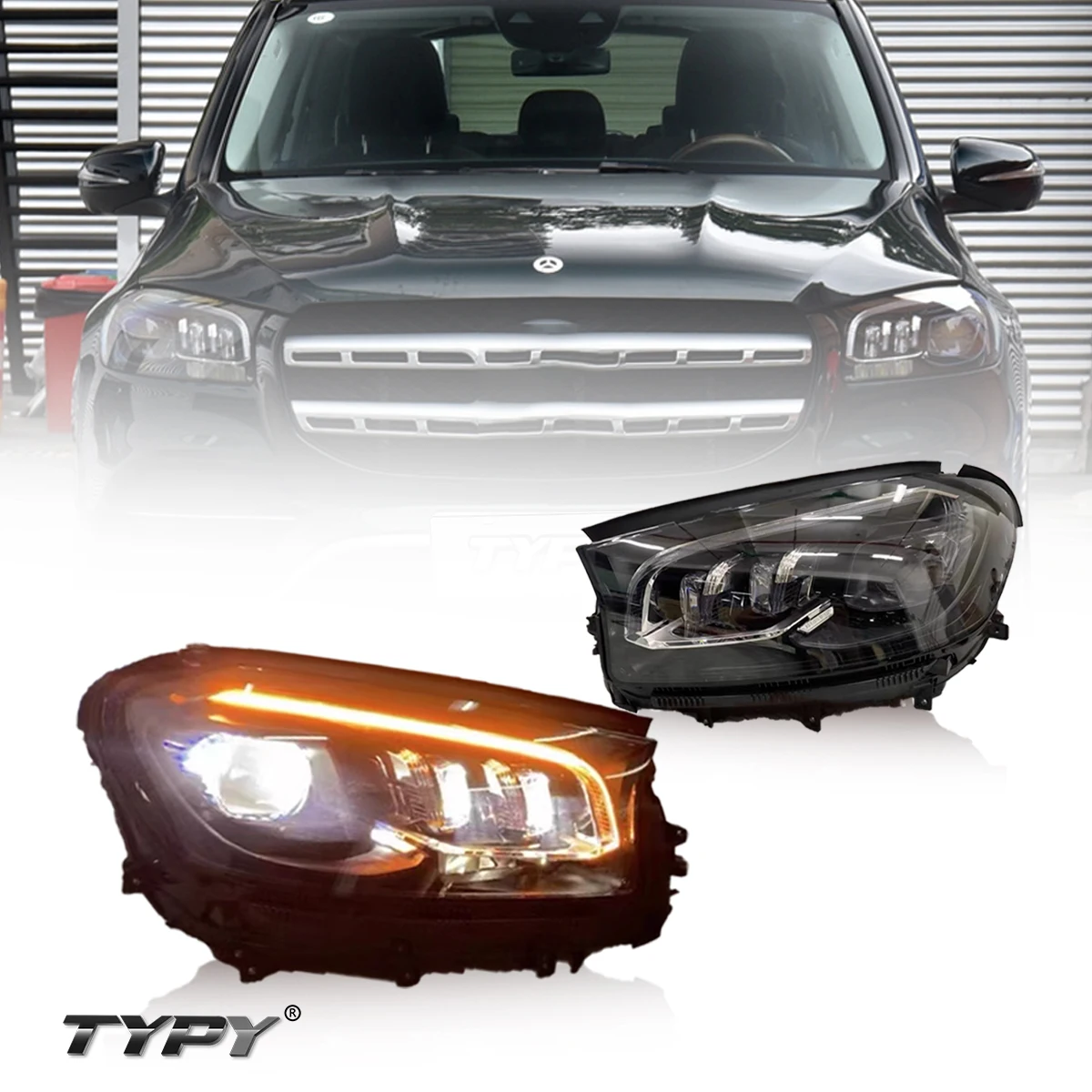 

TYPY New LED Headlight Upgrade Modified Full Head Lamp For Benz GLS W167 2019-2021 Turn Signals Daytime Running Lights