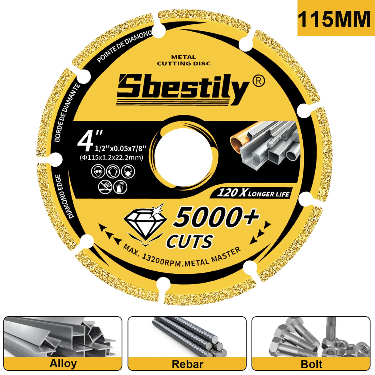 Metal Roda de Corte para Angle Grinder Diamante Disco de Corte Brazed Saw Blade Aço Ferro 115 mm 45