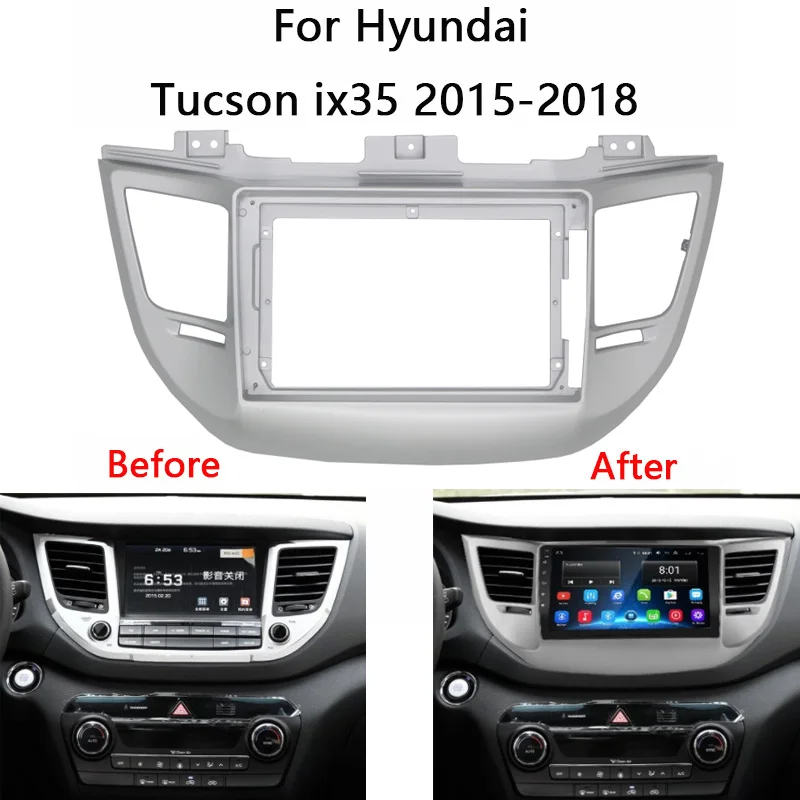 Android Car Radio Fascia For Hyundai Tucson IX35 2015 2016 2017 2018 Auto Stereo Install Dash Panel Mounting Facia Frame Kit