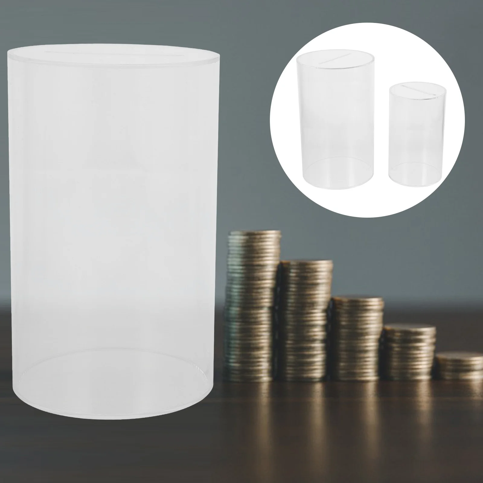 

2 Pcs Piggy Bank Clear Money Small Container Saving Jar for Adults Desktop Coin