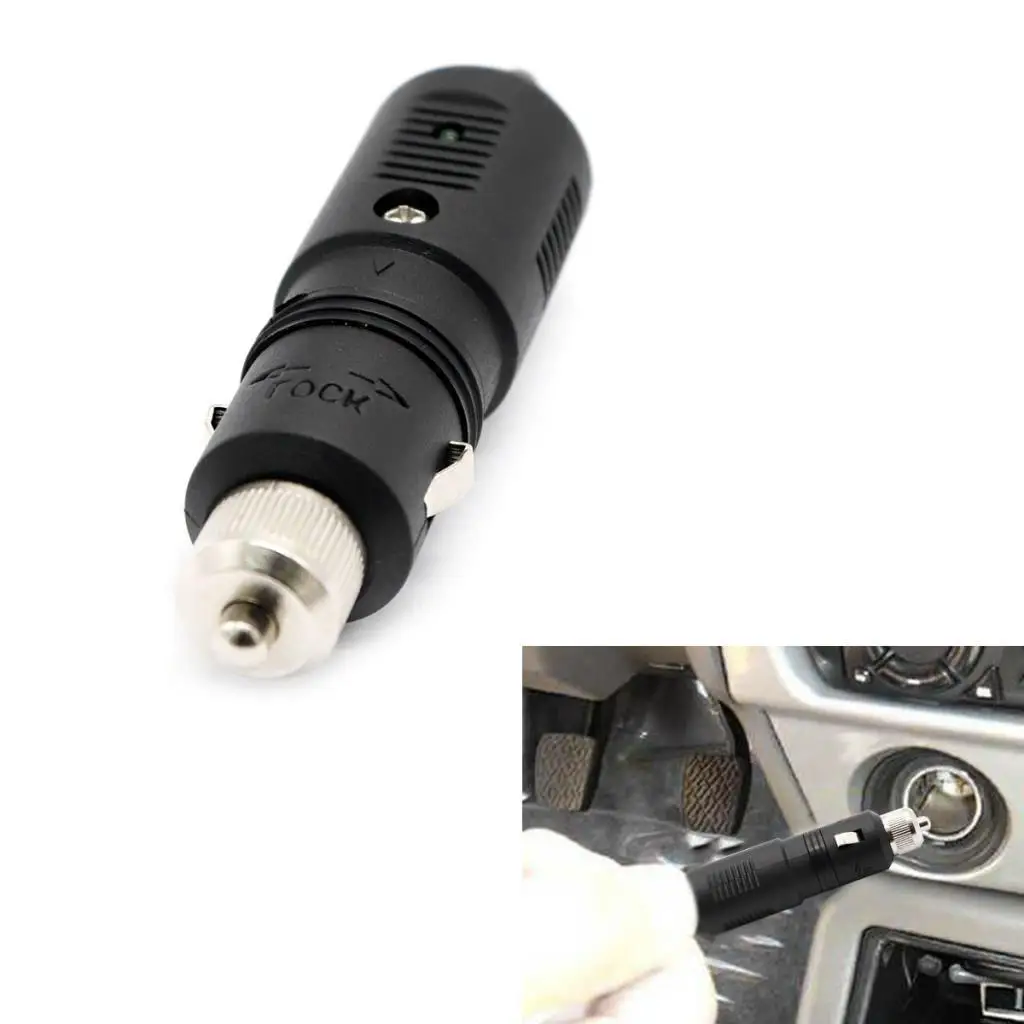 Black 12V-24V 5A Male Car Cigarette Lighter Socket Plug Connector