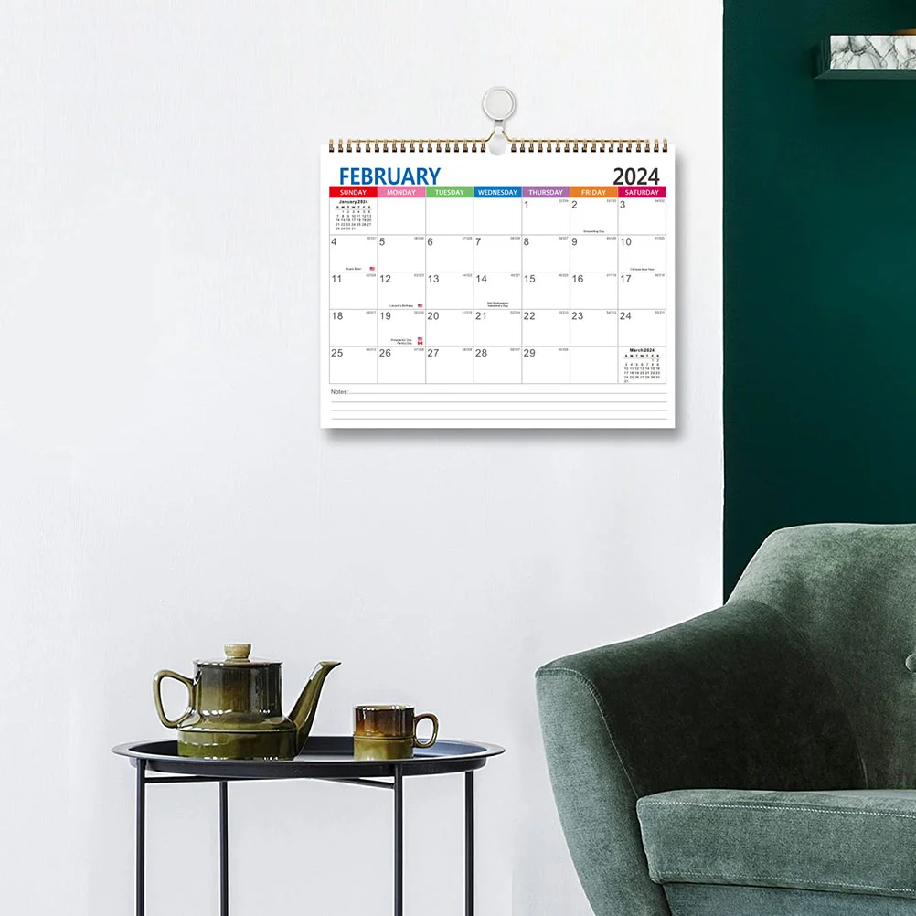 Wall Calendar Gift Sturdy Holiday Monthly Magnet Daily Use Thick 2024-2025 Paper Room Appointment Cost-effective Modern