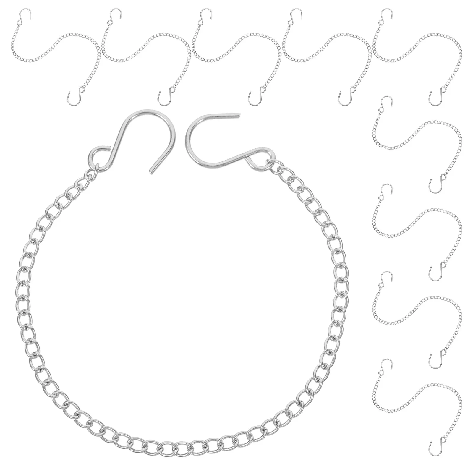 10Pcs Stainless Steel Hanging Chain Doorplate Hangers Multipurpose Heavy Duty Chains Hooks for Bird Feeders Plant Hangers