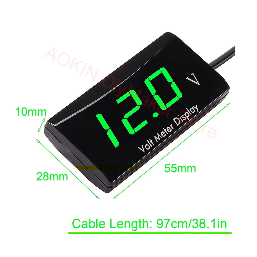 Auto Voltmeter Digitale Display Voor Auto Motorfiets Waterdichte Auto Digitale Voltmete Dc 12V Led Voltage Monitor