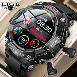 LIGE T96 Local Music Play Wireless Earbud Smart Watch Support Siri Recording Smartwatches Waterproof Sports Fitness Watches 2024