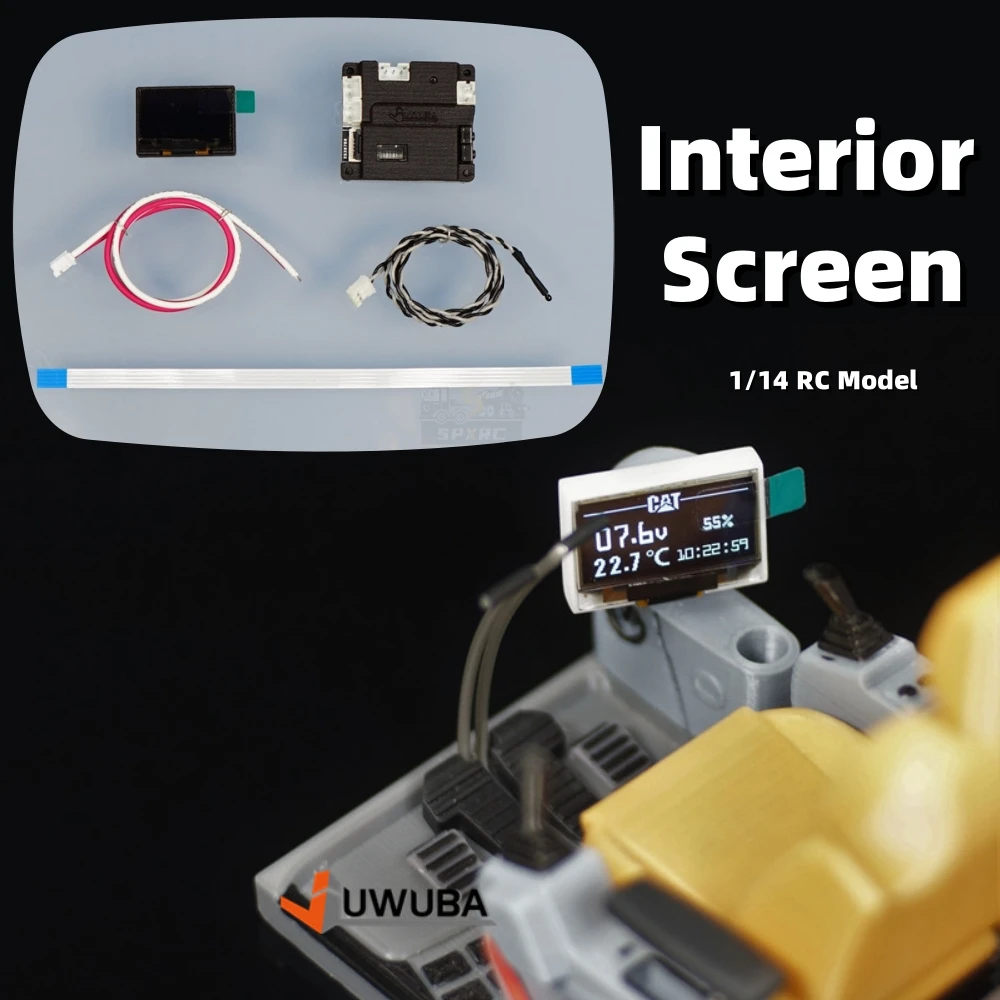 หน้าจอจำลองภายในแบบ LCD สำหรับรถขุดตักดินวิศวกรรมขนาด 1/12 1/10 1/14 รถบรรทุก Tamiya RC รุ่น SCANIA 770S BENZ VOLVO RC4WD