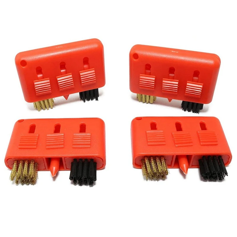 Hot 4 Pcs 3 Holes Golf Club Brush Retraction Design Golf Ball Brush 3-In-1 Retractable Golf Club Cleaning Brush