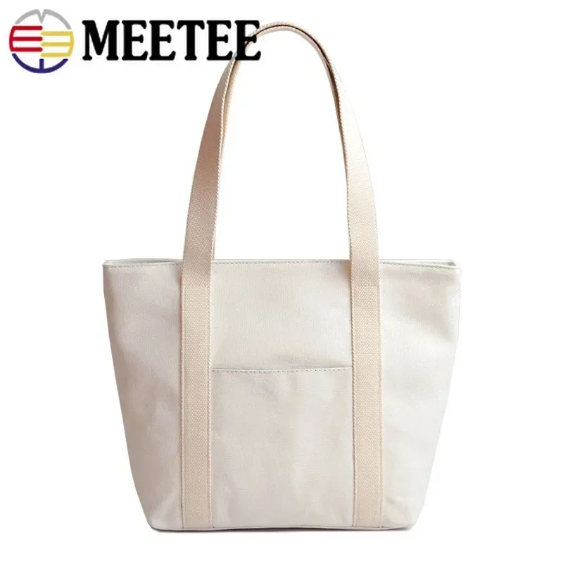 Meetee 10M 10-50mm Beige Cotton Webbing 1.5mm Thick Canvas Lace Ribbon for Bags Strap Tape Clothing Sewing Bias Decoration Band