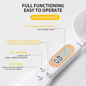 Balance Mini Cuillère Balance de cuisine numérique Balance électronique LCD Balance alimentaire 0,1-500g Farine de cuisson Lait Poudre de café Cuillère à mesurer 12 meilleures cuisines maison en vente - No 4
