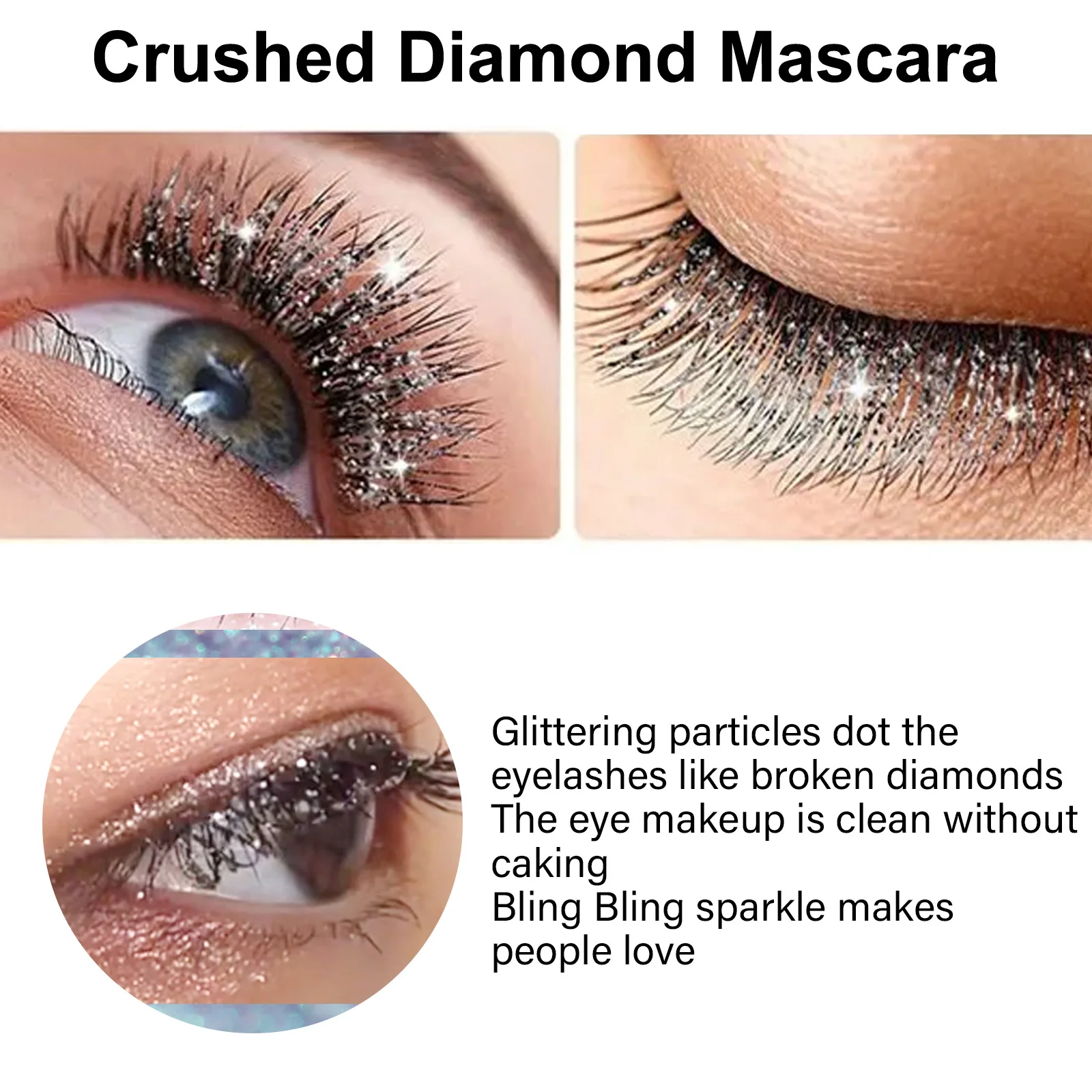 Sparkling Micro-Glitter Mascara, Shaping Primer, Quick-Dry Film-Forming, Sparkling Teary Eyes, Smudge-Proof Mascara