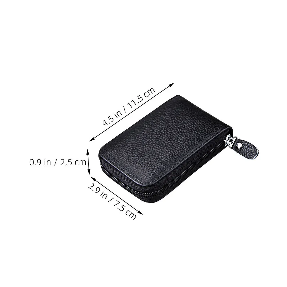 2pcs Cowhide Windpipe Card Wallet Multi-Slot Credit Organizer Smooth Zipper Compact Case For Business Travel Men Women