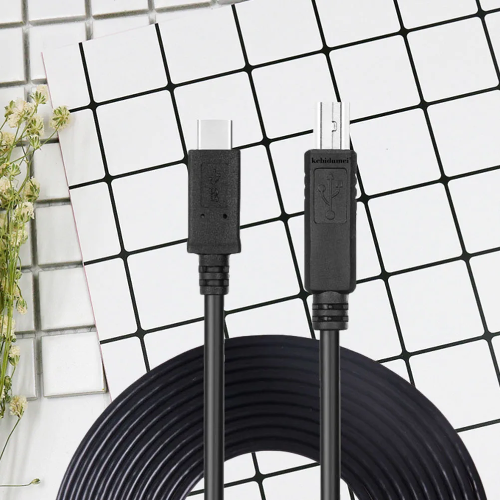 5m Type-C USB 3.0 Printer Cable with Gold-Plated Connectors Compatible with Printer Scanner Mouse Keyboard Black