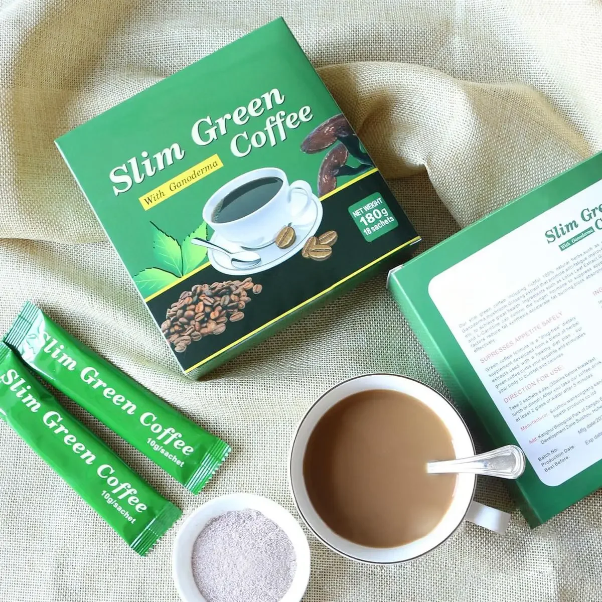 2 Boxs 100% Natural Herbal Premium Green Coffee Bean Extract Powder Super Safe Weight Loss Fast Slim Products 18 Pcs/Box