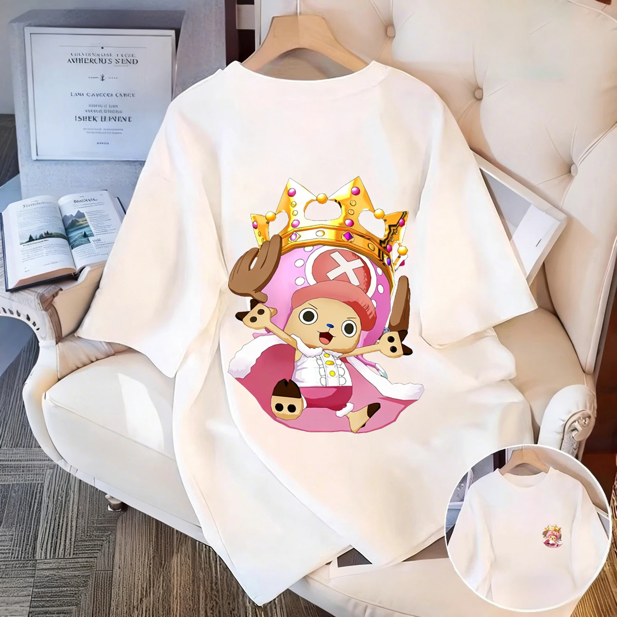 قطعة واحدة توني توني تشوبر للرجال والنساء 2026 الصيف أنيمي Harajuku مزدوجة الوجهين مطبوعة الأمريكية عادية الوالدين والطفل #1