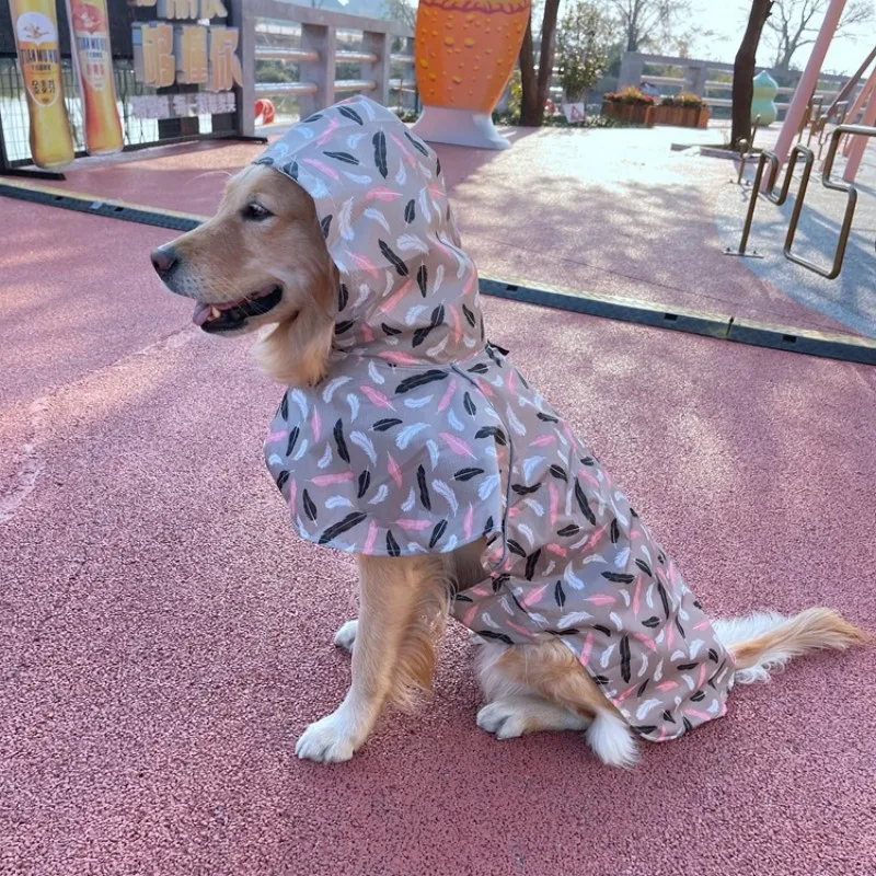 Waterproof Cartoon Raincoat with Hood for Pet Dog, Adorable Clothes, Soft and Lightweight, Big and Medium Dogs