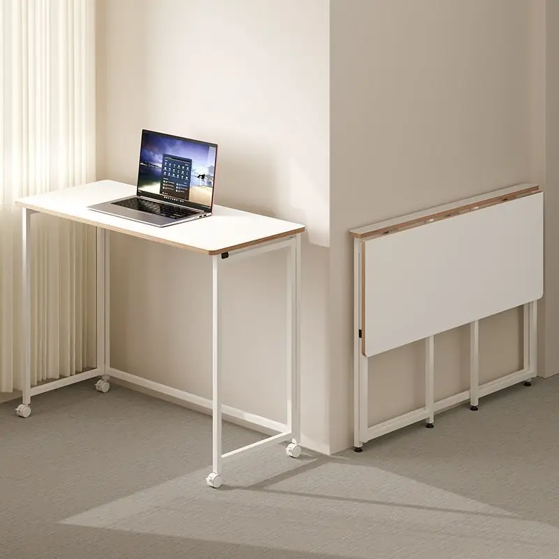 Mobile desk folding computer desk student home study simple writing table desk bedroom pulley table