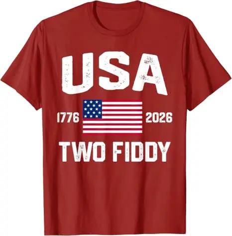 Two Fiddy 2 Fiddy 250th Anniversary 4th of July T-Shirt Y2k USA Proud Patriotic Graphic Saying Tee Neuheitsgeschenk Streetwear Tops – Detail 3