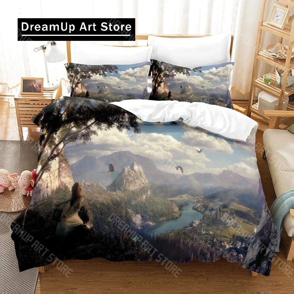 

3D Print Fantasy witch Dragon Alien World Bedding Set Down Quilt Cover with Pillowcase Double Complete Queen King Bedding