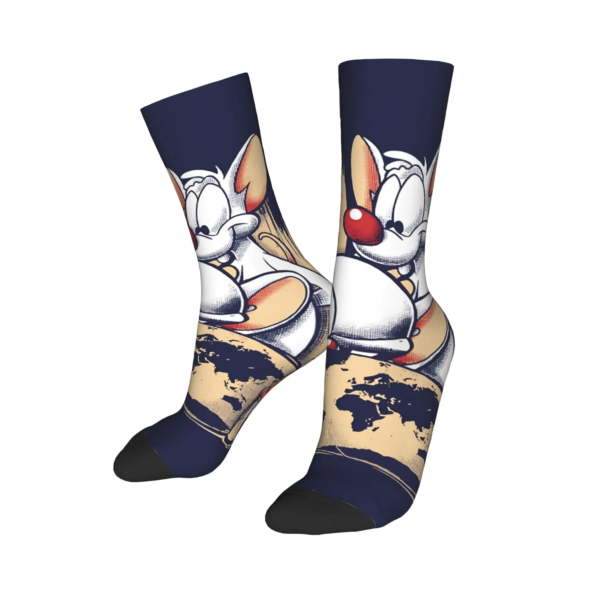 1 Pair Funny Crazy Sock for Men Study Scroll Vintage Hip Hop Vintage Pinky And The Brain Happy Quality Pattern Printed Sock