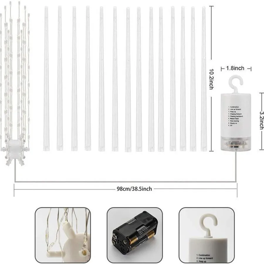 Telecomando 8 modalità che esplode la luce della stringa di fuochi d'artificio della stella impermeabile 112LED luci di fata di natale per la decorazione del giardino di nozze della festa