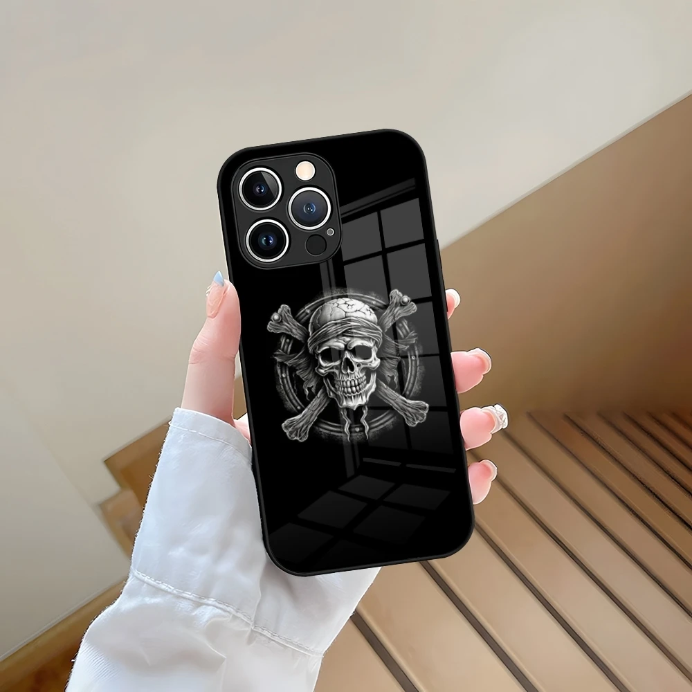 الجمجمة عظمتين متقاطعتين القراصنة جولي روجر جراب هاتف آيفون 13 15 14 17 16 12 11 برو XS ماكس زائد ميني X XR 8 7 6s SE2020 المقسى #3