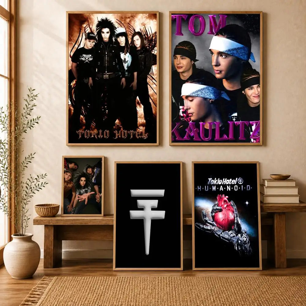 Bill K-Kaulitz Tom Tokio Hotel Poster Art Wall Stickers HD Painting Self Adhesive Wall Decals for Bedroom Living Room Home Decor