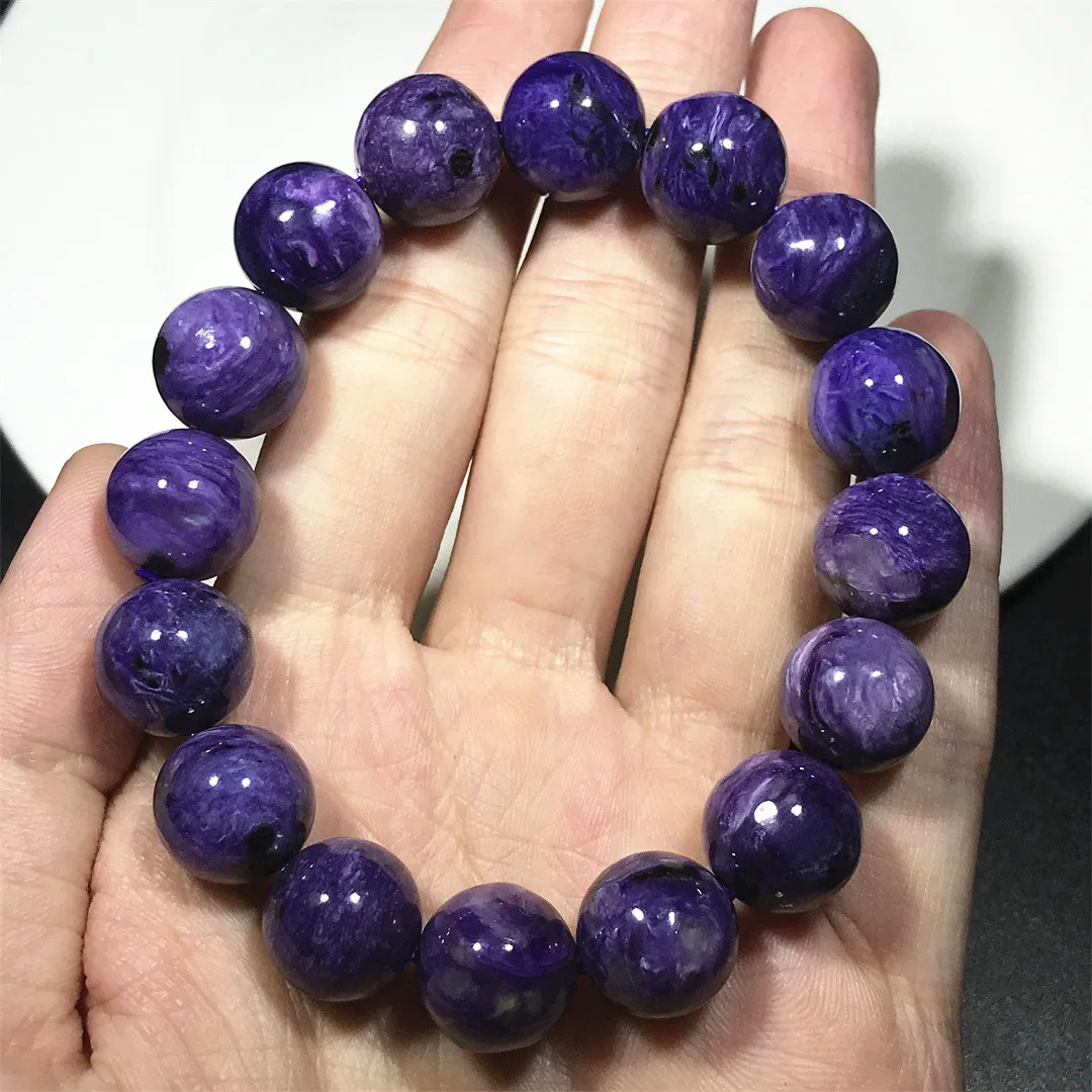 

13mm Natural Purple Charoite Bracelet Jewelry For Women Men Healing Love Gift Rare Gemstone Crystal Beads Stone Strands AAAAA