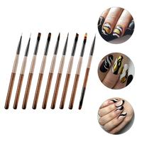 1/9pcs Fine Detail Paint Brush Set Acrylic UV Gel Drawing Dotting Manicure Nail Art Design Tools Makeup Accessorie Gel Brush