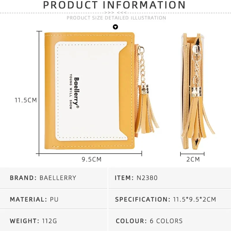 Baellery New Short Slim Women Wallets Brand Card Holder Small Female Wallet Zipper Coin Pocket High Quality Women's Purse