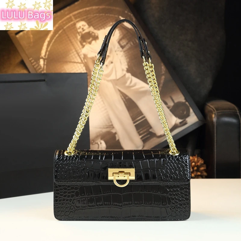 

Luxury Fashion Leather Women Bag Crocodile Pattern 2023 Lady Small chain Handbag Shoulder Crossbody Bag Design Underarm Bags