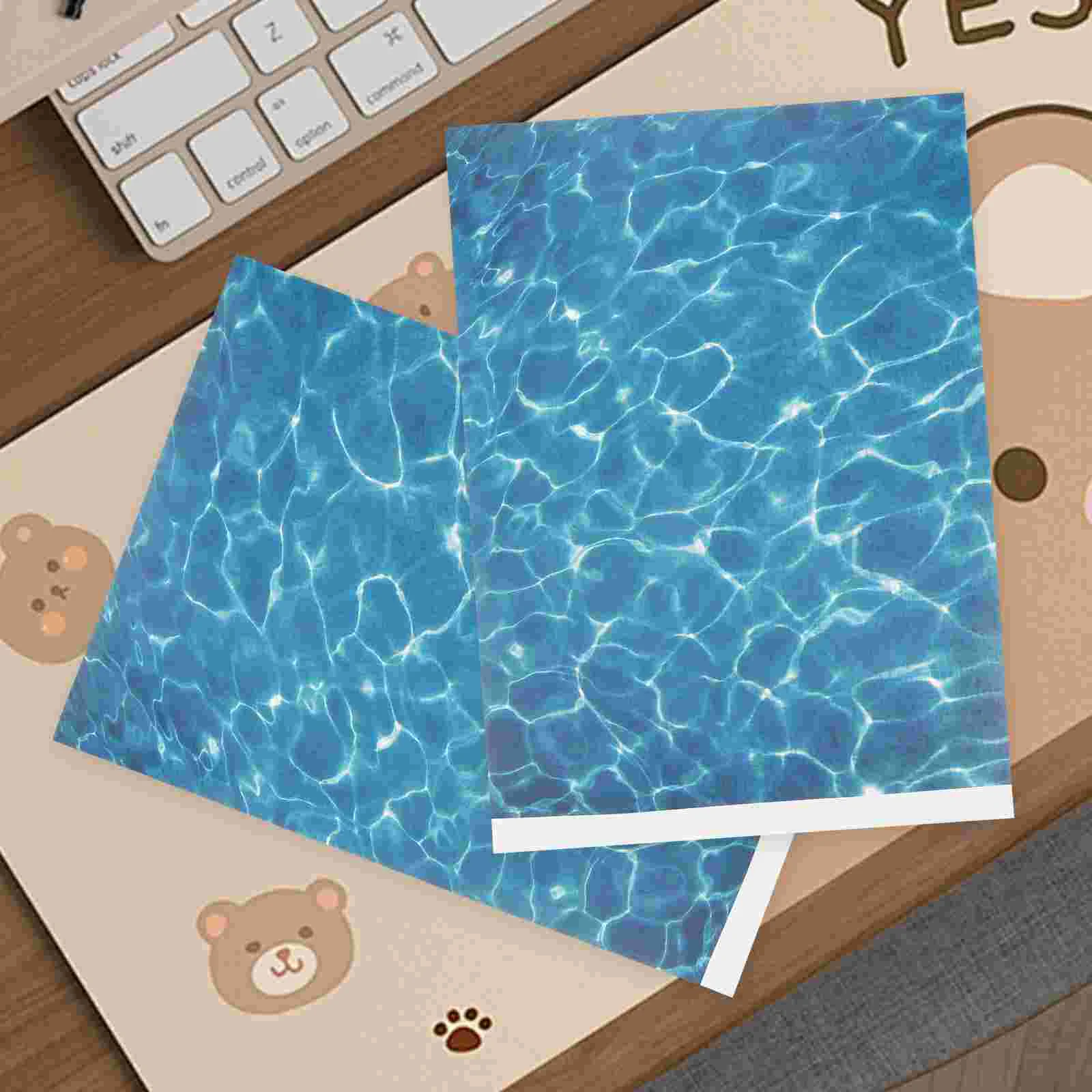 2 Pack Fake Water Scene Pattern Paper Waterproof Stickers Plastic Ripple Decor Mini Office