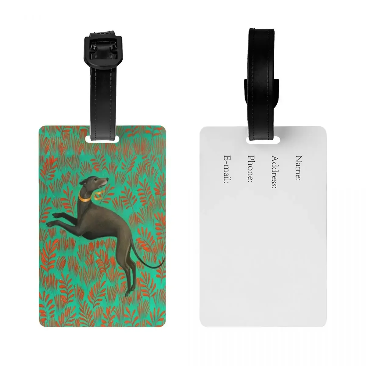 Custom Sihthound Greyhound Flowers Art Luggage Tags Custom Dog Animal Baggage Tags Privacy Cover ID Label