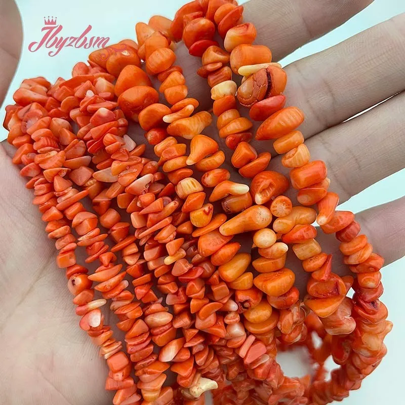 Orange Coral Chips Irregular Stone Loose Beads for DIY Accessories Craft Necklace Bracelet Charms Jewelry Making 15inch/32inch