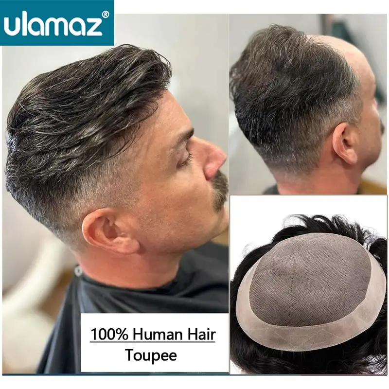 

Man Wig Fine Mono Men's Capillary Prosthesis 130% Density Toupee Mens Wig Hair Prostheis Man Human Hair 6" Male Wig Hairpiece