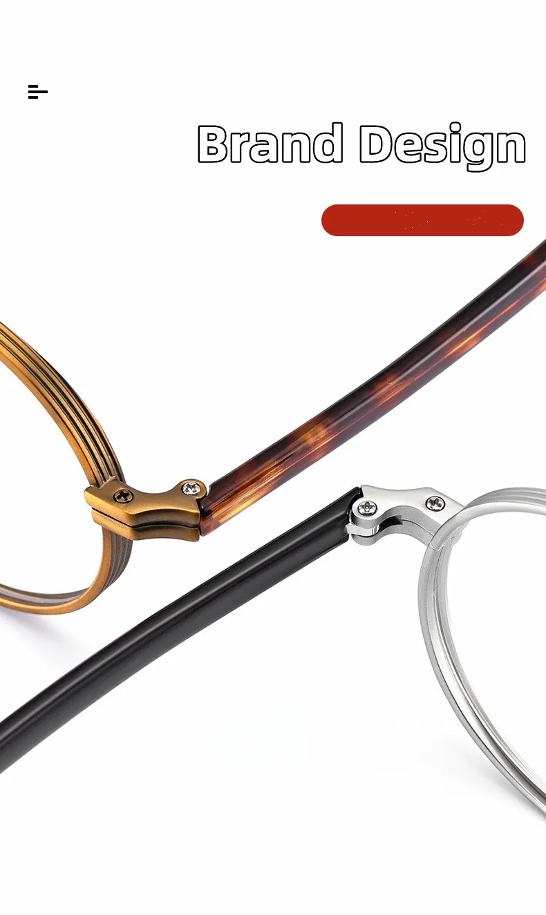 Vintage Titan Legierung Gläser Rahmen Männer Kleine Runde Lesebrille Optische Brillen Frauen Luxus Marke Brillen – Detail 3